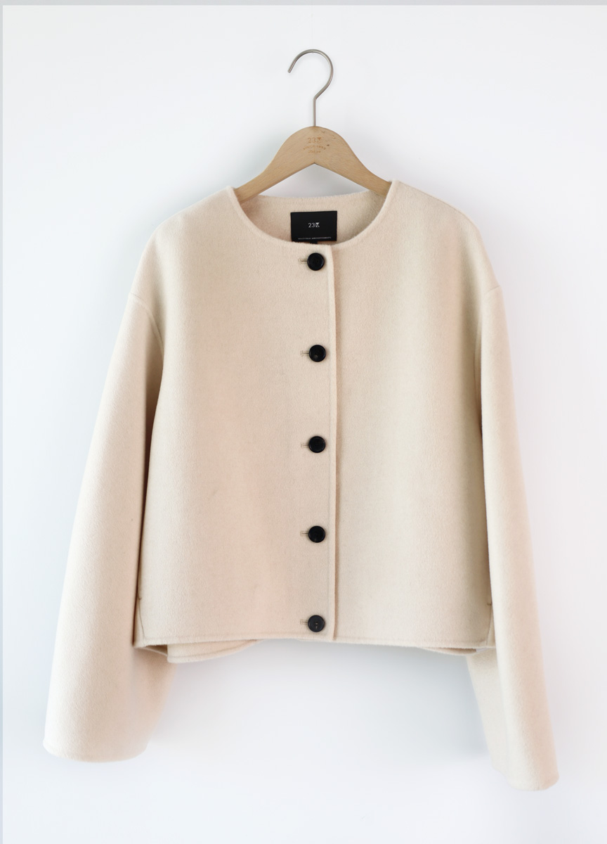 短款喀什米爾排釦外套  